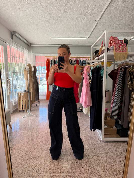 indigo baggy jeans