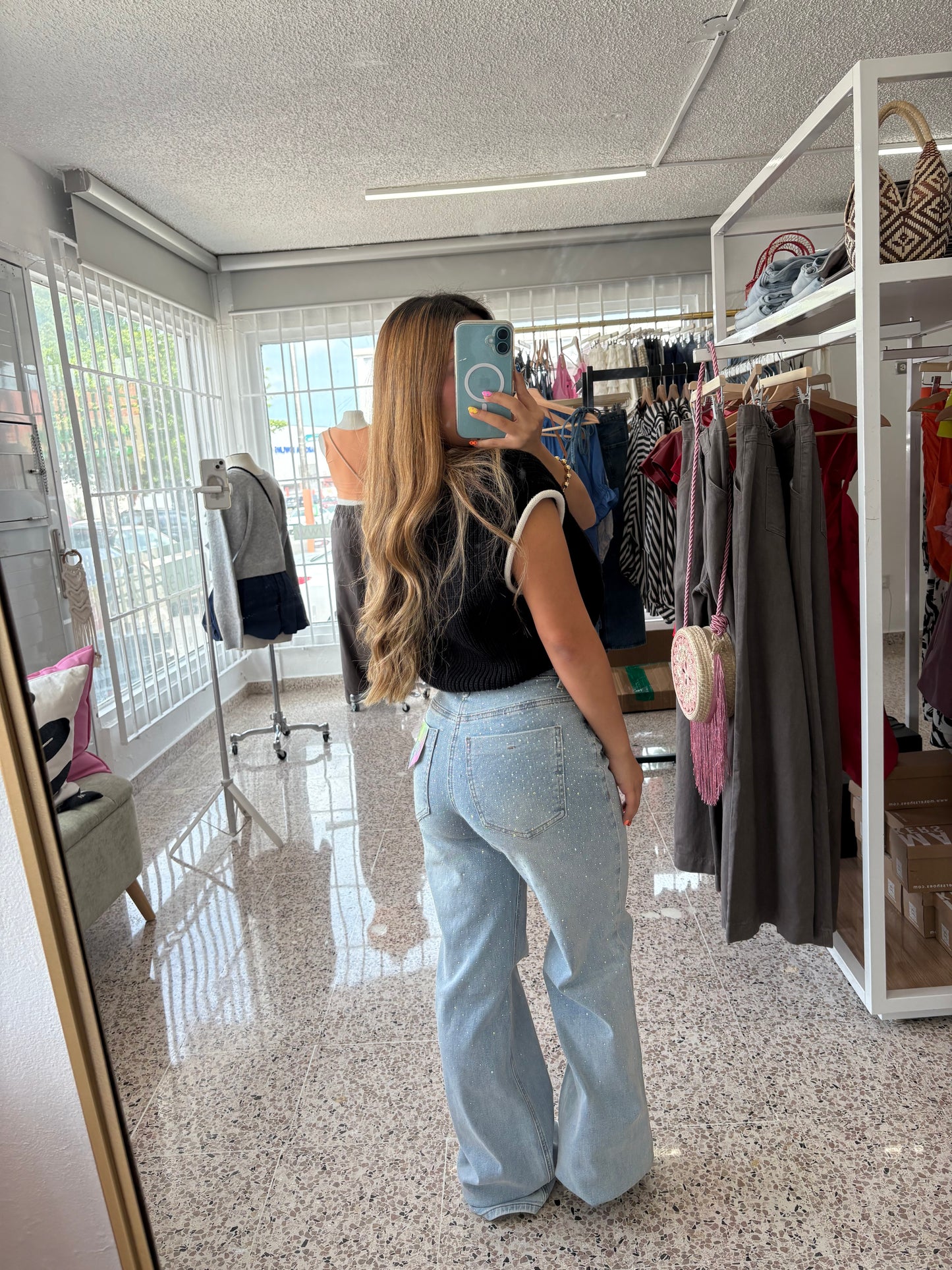 Light Rhinestone Jean