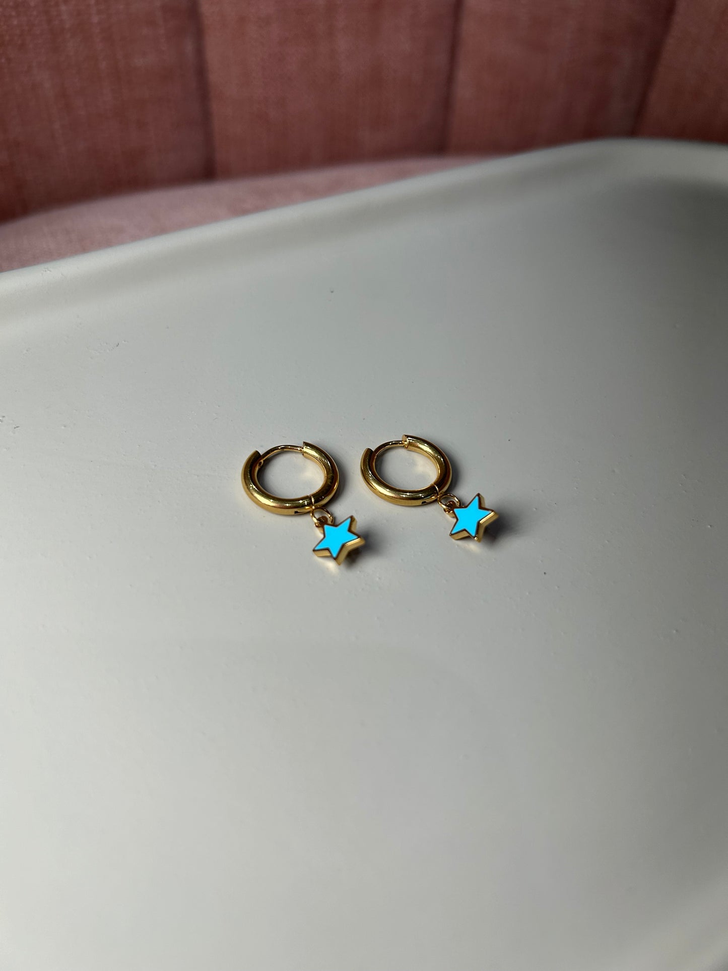 Blue star earrings