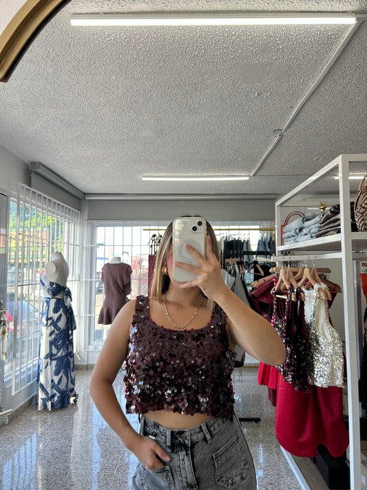 Ruby sequin top