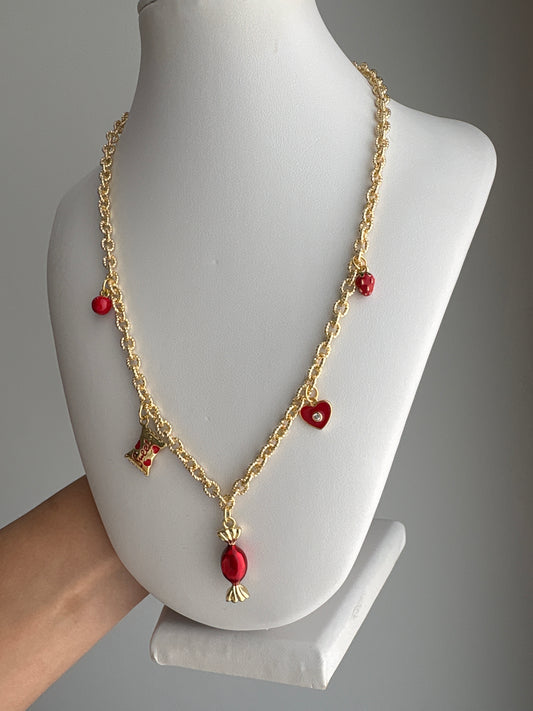 Red charm necklace