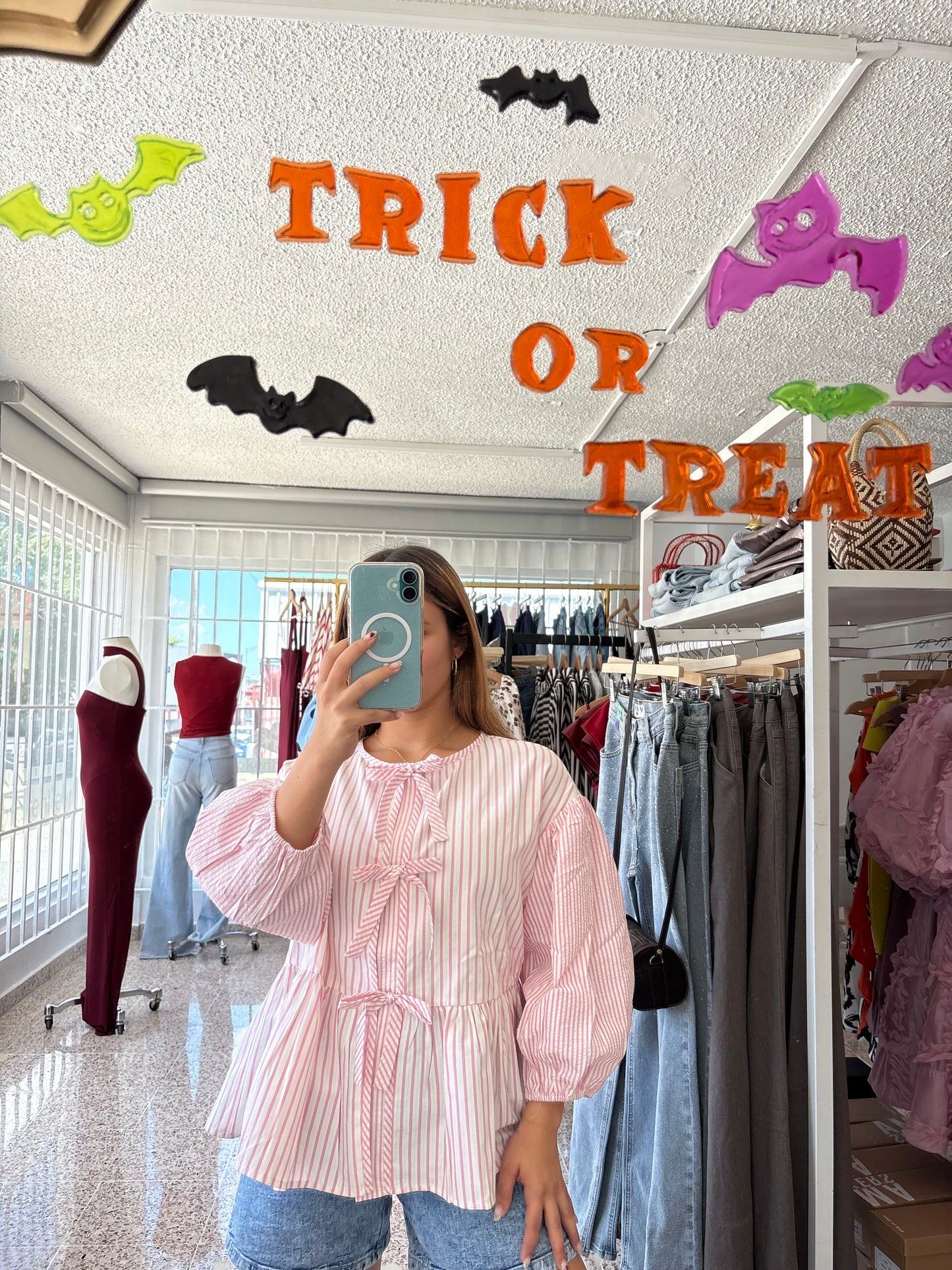 pink stripe top