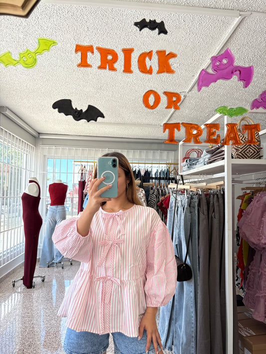 pink stripe top