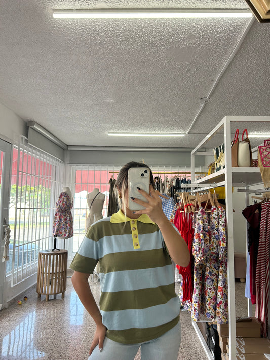Green stripe top