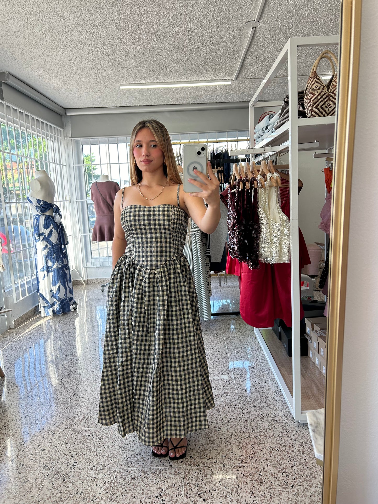 Checker midi dress
