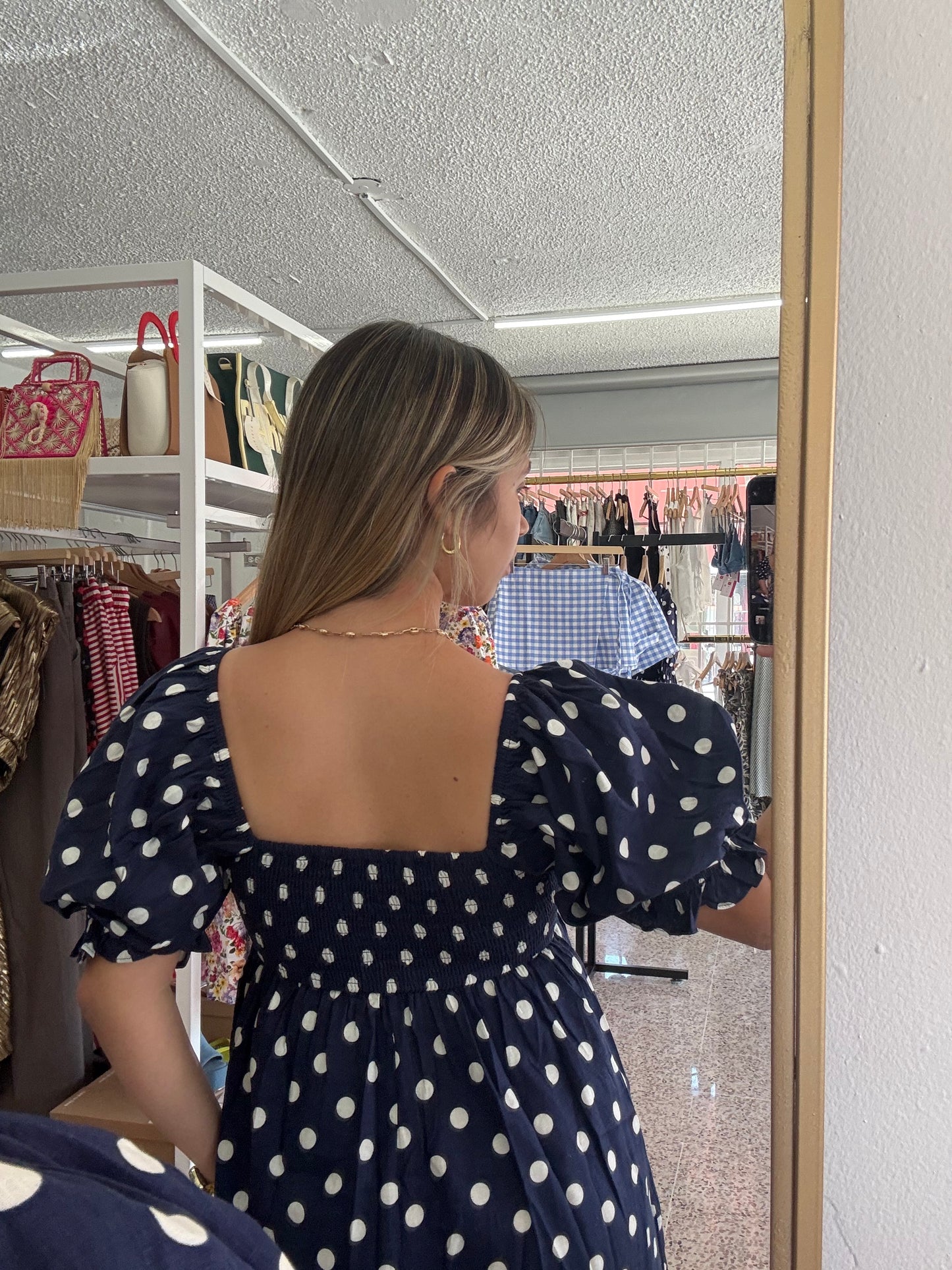 Navy Blue Polka Dot Romper