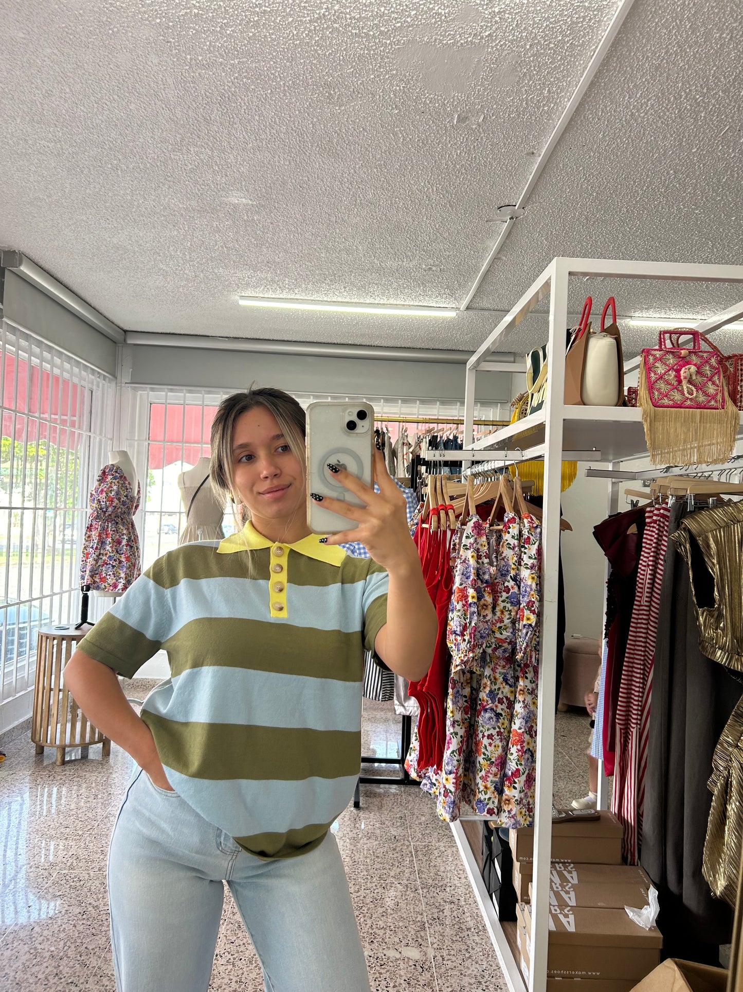Green stripe top